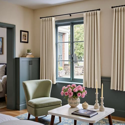 Lazzzy Beige Velvet Curtains Neutral Rod Pocket 52×72 Inch 2 Panels - color: R | Beige, size: 52"W x 72"L (Pack of 2)