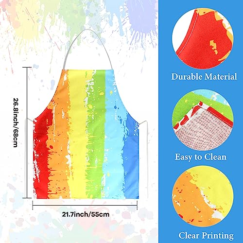 Kyson Artist Costume for Adult 8 Pcs Painter Halloween Dress Up with Beret Apron Palette Paint Brushes Earrings Bandana Beard - color: Rainbow Pattern Apron