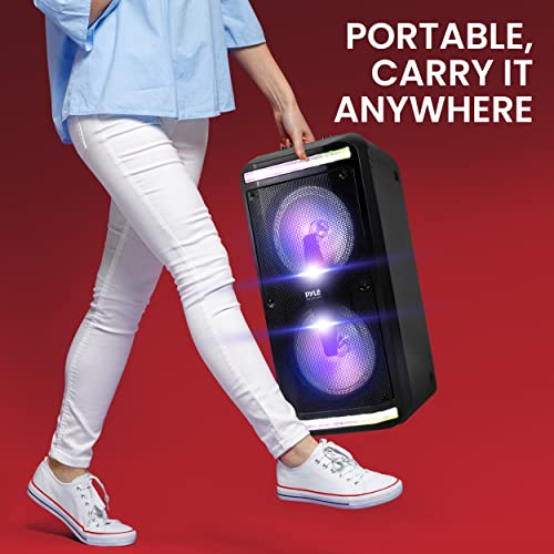 Pyle Portable Bluetooth PA Speaker System-600W Rechargeable Indoor/Outdoor Bluetooth Speaker Portable PA System w/Recorder, Microphone in, Party Lights, AUX, Radio, Remote - Pyle PPHP288B