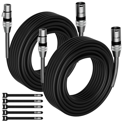 2-Pack DMX Stage Lighting Cable 50FT, 3 Pin XLR Male to Female Cable, Compatible with XLR Microphone Audio Connection, for DJ Moving Head Par Light Mic Mixer, Podcast, 22AWG OFC, 110 Ohms Impedance - size: 50FT, style: 2-Pack