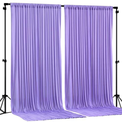 Lavender Backdrop Curtain 2 Panels-Wrinkle-Free Champagne Curtains Polyester Photography Drapes for Baby Shower Birthday Party Photo Background Backdrop Stand- 8 X10FT (Lavender) - color: Lavender, size: W4' x H10'(2 panels)