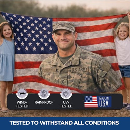 Custom Flag with Face on It by DreamController; Personalized American Flag with Photo Logo; Pink Flag Custom; 5 Sizes; HD Print; 2 Grommets; No Pole Hardware; Made in USA Fast Delivery - color: Flag with Photo