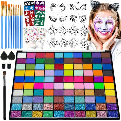 100 Colors Face Painting Kit, Water Activated Face Paint Palette - color: 100 Colors