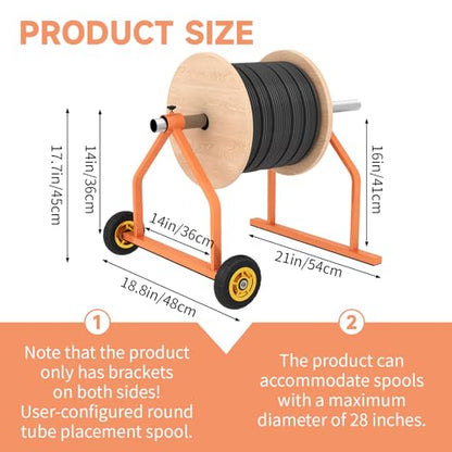 Wire Spool Rack, 220 Lb Capacity Portable Cable Rack with Wheels | Metal Wire Spool Holder for Wire Spools Up to 28 Inches in Diameter, Heavy duty Cable Caddy