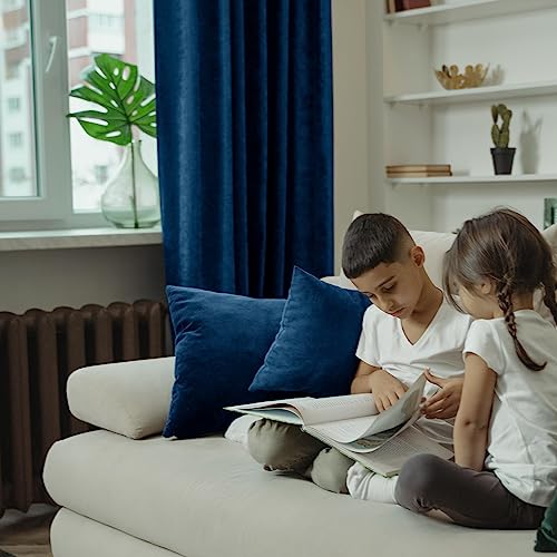 BGment Blackout Velvet Curtains 72 Inches Long for Bedroom, Dark Blue | Noise Reducing, Thermal Insulated, Room Darkening, Super Soft Window Curtains, Back Tab Rod Pocket, 2 Panels, 52 x 72 Inch - color: Blue, size: 52"W x 72"L (Pack of 2)