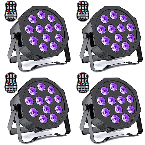 Rechargeable Par Lights Uplights RGBWA+UV 6-in-1 LED Battery Powered Stage Lights with Remote & DMX Control, Sound Activated for Festivals, Weddings, Bars, Churches, DJ - size: 4 Pack