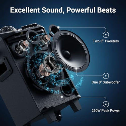 TONOR Wireless Karaoke Machine for Adults, PA System Portable Bluetooth Singing Speaker with 30 m/100 ft Dual Wireless Microphones Microfono, Disco Ball for Home Karaoke, Party, Class and Church K20
