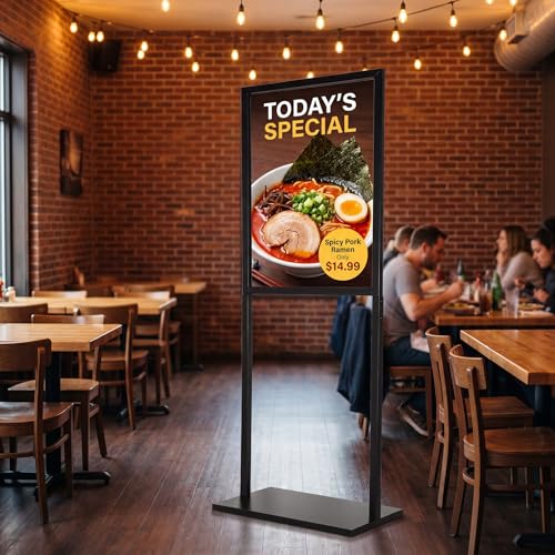 Sintuff Sign Holder Floor Stand Heavy Duty Double Sided Poster Stand | 19.6 x 27.2 Inch, Slide-in Banner Poster Sign Holder, for Display Retail Store & Trade Show Advertising