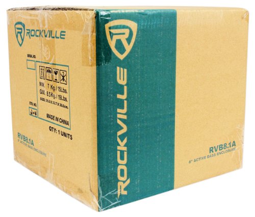 Rockville RVB8.1A 8" Powered Car Subwoofer Enclosure with RWK10 Wire Kit | 300W Peak / 200W RMS, Class AB, RCA/High-Level Inputs, 30Hz-150Hz LPF, Bass Knob, RWK10 10 AWG Kit, 40A ATC Fuse, 2-Items