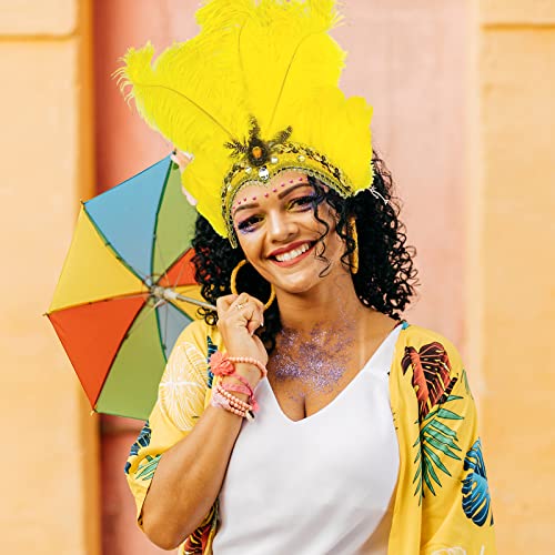 Mardi Gras Headband, Mardi Gras Headband for Women Showgirl Carnival Feather Headpiece for Hawaii Costume Party - color: Yellow