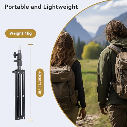 UTEBIT 2 Pack Photography Light Stands Tripod, with Phone Clamp, Black | 45"/3.7ft Adjustable Aluminum Lighting Stand with Camera Mount Adapter for Travel Outdoor Photo Video Shooting