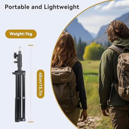 UTEBIT 2 Pack Photography Light Stands Tripod, with Phone Clamp, Black | 45"/3.7ft Adjustable Aluminum Lighting Stand with Camera Mount Adapter for Travel Outdoor Photo Video Shooting