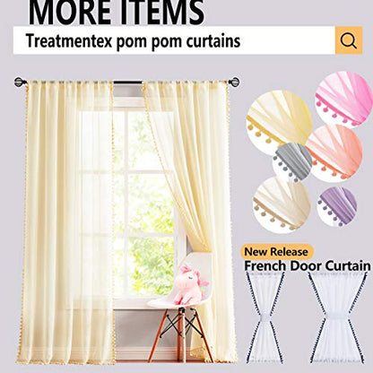 Treatmentex Pom-Pom Blue Velvet Curtains for Living Room 63" Luxury Room Darkening Cotton Feel Soft Classic Navy Royal Blue Window Curtain Panels 2PC - color: Pom Pom- Navy(royal Blue), size: 42"W x 63"L (Pack of 2)