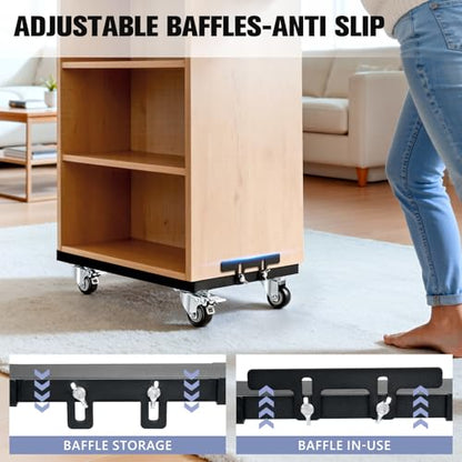 KEDSUM 1000LBS Furniture Dolly Heavy Duty Dolly with Reinforced Steel Frame | 4 Wheels with Brake, All Terrain & Anti-Slip Baffles for Home Moving, Garage, Warehouse, 13 x 17 in, 1 Pack - size: 17 x 13 inch