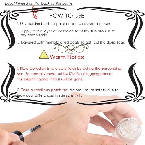 CCbeauty Rigid Collodion and Remover Kit, Professional Fake Scar FX Makeup, 15ml Scarring Liquid & 50ml Remover Combo, Special Effects SFX Makeup Kit, Scar Liquid For Halloween Costume, Stage, Theater