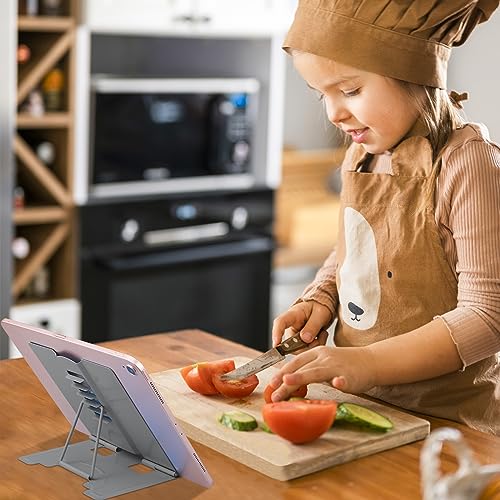 MSDADA Small Desk Book Stand Metal Reading Rest Book Holder | Adjustable Cookbook Documents Holder Portable Sturdy Bookstands for Recipes Textbooks Tablet Music Books(Grey) - color: Grey