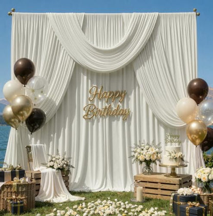 20ft x 12ft Beige Backdrop Curtains for Wedding Parties - color: Beige, size: W5' x H12'(4 panels)