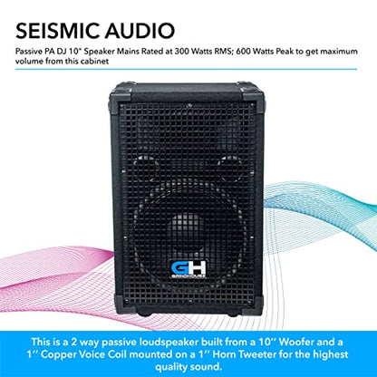 Grindhouse Speakers - GH10L-Pair - Pair of Passive 10 Inch 2-Way Loudspeaker Cabinet - 600 Watt each Full Range PA/DJ Band Live Sound Speaker - size: Pair