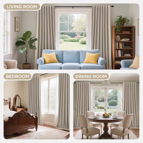 Joydeco 100% Blackout Curtains Velvet Black Out Curtain 102 Inch Drapes - color: Beige, size: 52"W x 102"L (Pack of 2)