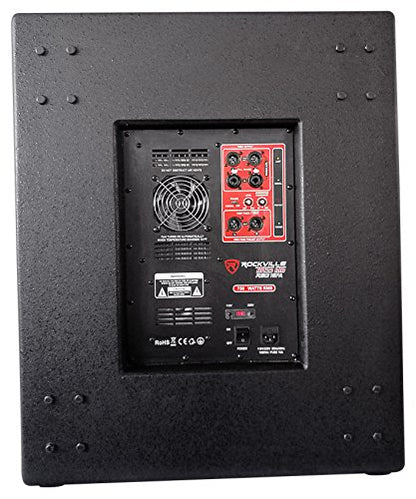 Rockville RBG18FA 18" Powered Folded Horn PA/DJ Subwoofer Bundle with Riser | 3000W Peak / 750W RMS, XLR/TRS Inputs, XLR Thru/High Pass Outputs, Variable Low Pass, ISO 12-18 Isolation Platform, 3-items
