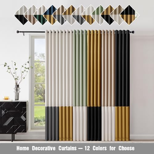 BULBUL Black Gold 100% Full Blackout Velvet Curtains,96 inches Long Modern Liner Curtains Thermal Drapes Panels for Living Room Bedroom Grommet Set of 2 - color: Black & Gold, size: 52"W x 96"L (Pack of 2)
