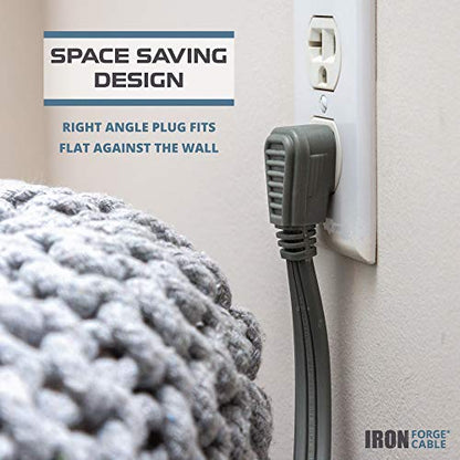 Iron Forge Cable Appliance Extension Cord, 15 Ft - Gray, 14 Gauge | 14/3 SPT-3 Cable, 3 Prong Grounded Plug, Gray, Heavy Duty - For Air Conditioners & Appliances - size: 15 Foot