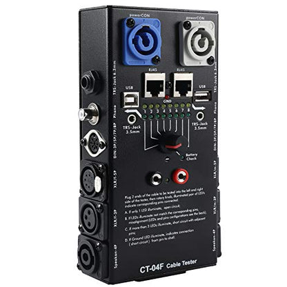 MFL. 13-Plug Audio Cable Tester Line Finder Black 13-in-1 Cables Checker 8-Way Switch Wire Tracker with LED Indicators, Rectangular - style: 13-Plug