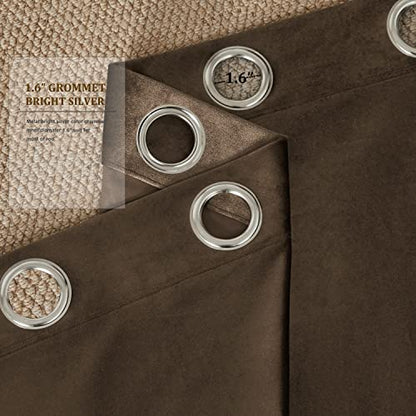 BULBUL Velvet Brown Blackout Curtains 90 inch Long for Living Room - color: Brown, size: 52"W x 90"L (Pack of 2)