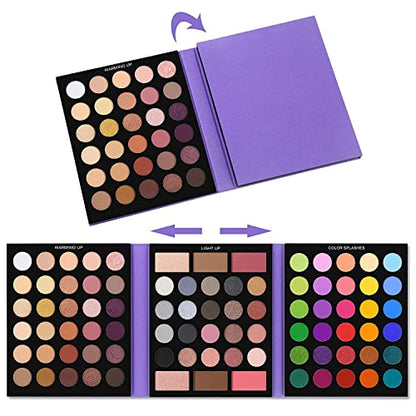 UCANBE 86 Colors Nude Eyeshadow Palette with 15pcs Makeup Brushes Set, Matte Glitter Long Lasting Highly Pigmented Waterproof Colorful Eye Shadow Contour Blush Powder Highlighter All in One - color: Pretty All Set 2