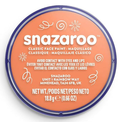 Snazaroo Classic Face and Body Paint, 18.8g Pot, Apricot | Non-Toxic Hypoallergenic, Safe, Washable, Face & Body Paint for Halloween, Cosplay Costumes, Dress Up, Parties and Festivals - color: Apricot, style: 18.8g (0.66-oz) Pot