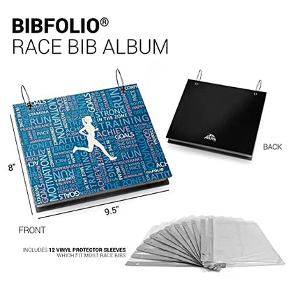 Gone For a Run BibFOLIO Race Bib Album - Running Inspiration Female - 9.5x8 | Wood Cover, Twist Cable Rings, Race Bib Holder, Holds Up to 100 Bibs, Includes 12 Vinyl Sleeves, Marathon Runner Gift - color: Running Inspiration Female