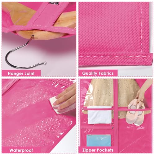 Univivi 40 Inch Dance Costume Garment Bags for Dancers, Rose Red, 4 Pack - color: Rose Red, size: 4 Pack