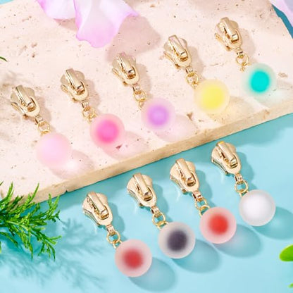 Sparkeads 9Pcs Round Alloy Resin Zipper Replacement Slider,Cute Zippers Sliders for Sewing,Metal Zipper Pull Replacement for DIY Tailor Craft Bag Luggage Clothing Wallet Costume Jacket Supplies-Ball - style: Ball