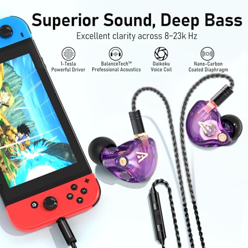 Audiovance Vibes 202M HiFi Wired Earbuds in-Ear Monitor Headphones with Mic - color: 9-Purple