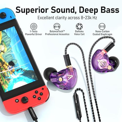Audiovance Vibes 202M HiFi Wired Earbuds in-Ear Monitor Headphones with Mic - color: 9-Purple