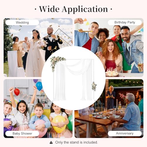 6.6ft Square Metal Backdrop Stand, White Adjustable Height Wedding Arch Frame with Portable Carrying Bag, Telescopic Pipe and Drape Curtain Frame Kit for Wedding Ceremony, Photo Booth Decoration - size: 6.6X6.6FT White