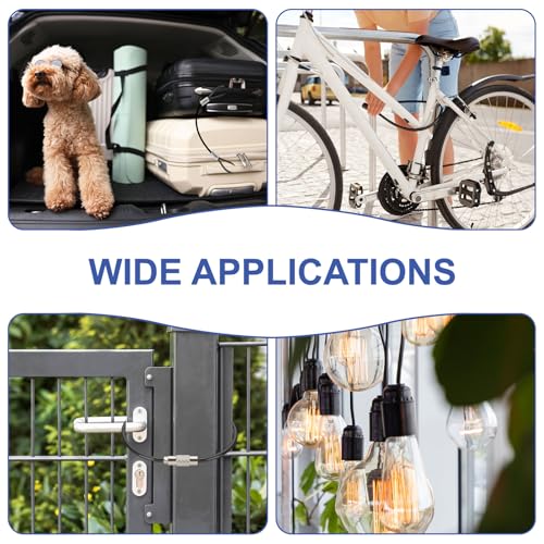 PATIKIL 3.3Ft(39.4 Inch) Safety Cable Lock, 6 Pcs 0.08 Dia Braided Stainless Steel Coated Security Cable Luggage Lock Wire Rope with Double Loop for Luggage Bicycles Doors Packages, Black - size: 3.3Ft(39.4 Inch)