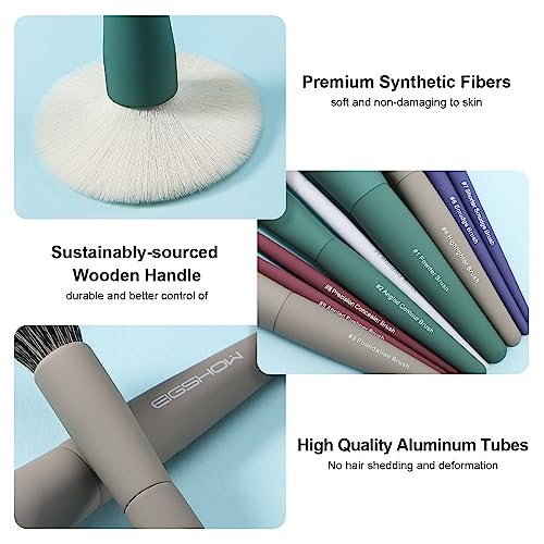 Makeup Brushes, EIGSHOW 5 Color Essential Travel Makeup Brush Set with Ultra Soft Synthetic Fibers for Powder Blush Concealer Contouring Highlighting - color: Light 5 colors
