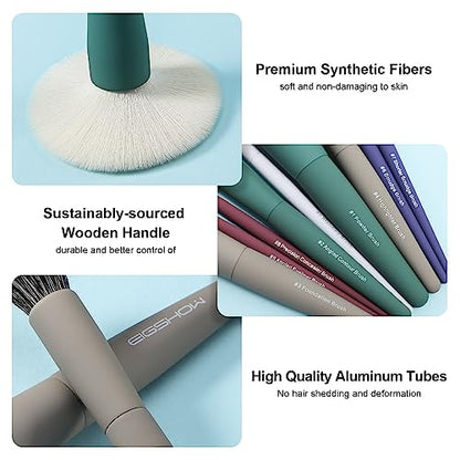 Makeup Brushes, EIGSHOW 5 Color Essential Travel Makeup Brush Set with Ultra Soft Synthetic Fibers for Powder Blush Concealer Contouring Highlighting - color: Light 5 colors
