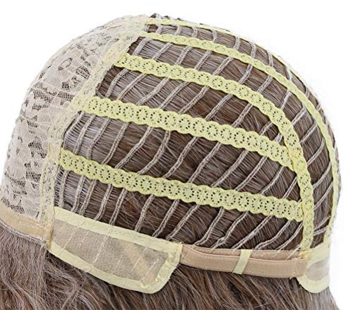 VGbeaty Men Women Long Curly Brown Gradient White 70s 80s Rocker Mullet Wig Halloween Costume Cosplay Wig | 70s 80s Rocker Halloween Costume Cosplay Wig - color: Brown and White