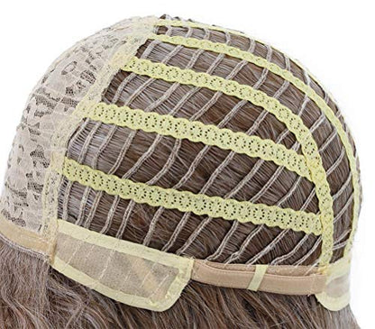 VGbeaty Men Women Long Curly Brown Gradient White 70s 80s Rocker Mullet Wig Halloween Costume Cosplay Wig | 70s 80s Rocker Halloween Costume Cosplay Wig - color: Brown and White