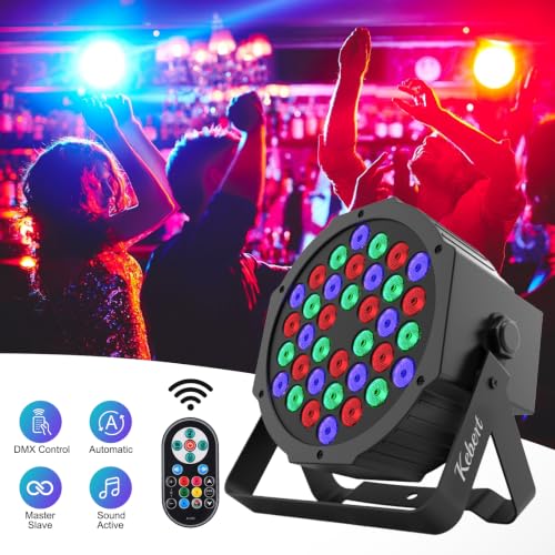 36 LED DJ Stage Par Lights - Sound Activated RGB, 9 Modes, Remote & DMX Control - 8 Pack