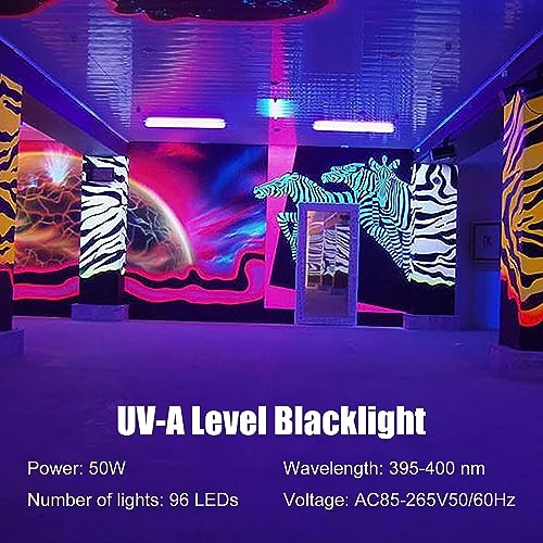 50W 1.4Ft UV-A LED Black Light Bars with 59in Plug+Switch+Stand(1 Pack) | 96LED, IP66 Waterproof, 395-405nm, Adjustable Angle, for Fluorescent Poster/Body Paint/Bedroom/Uranium Glass/Xmas/Glow Party - color: 1 Pack