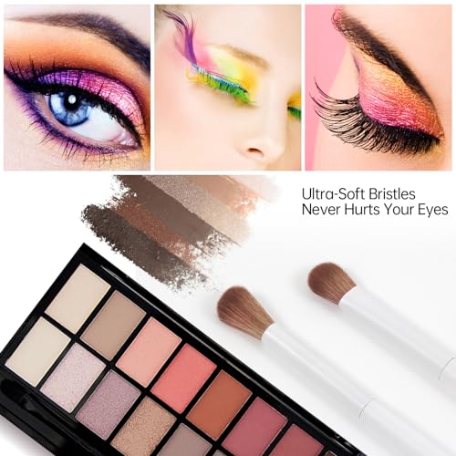 Eye Makeup Brush Set, 6 Pcs Professional Blending Eyeshadow Makeup Brushes for Concealer Eyebrows Eyeliner, Soft Hairs & Wood Handle… (white 6pcs) - color: white 6pcs