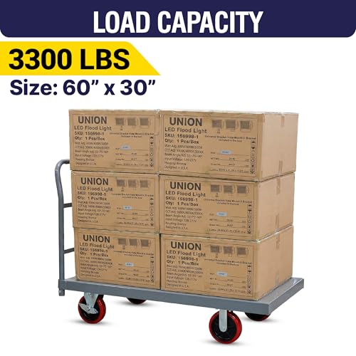 Flatbed Platform Cart 3300LB Industrial Dolly Heavy Duty 60” x 30” Hand Push Truck Super Heavy Duty Flatbed 8'' Locked Swivel Wheels Commercial Moving - color: Plain Cart-grey, size: 60 x 30 Inch