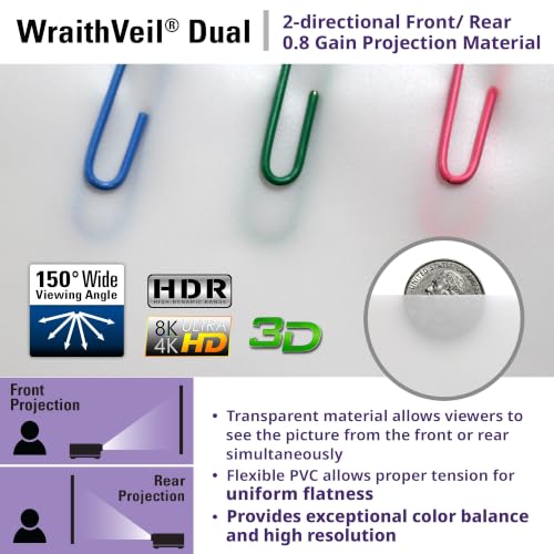Elite Screens Yard Master 2 WraithVeil Projector Screen 180-INCH 16:9 Front and Rear 4K/8K Ultra HD Active 3D HDR Movie Screen, OMS180H2-DUAL - color: Front and Rear Projection, size: 180-inch, 16:9, style: Yard Master 2 Dual