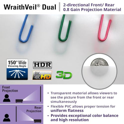 Elite Screens Yard Master 2 WraithVeil Projector Screen 180-INCH 16:9 Front and Rear 4K/8K Ultra HD Active 3D HDR Movie Screen, OMS180H2-DUAL - color: Front and Rear Projection, size: 180-inch, 16:9, style: Yard Master 2 Dual