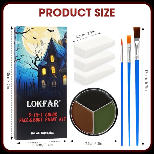 Black Brown Green Face & Body Paint - Blendable Facepaint Foundation with Sponge & Brush for Skin, Professional Halloween Face Make-up Kit for Camo Hunting Army Military Deer Camouflage Dirt Costume - color: 07 Camo/Hunting