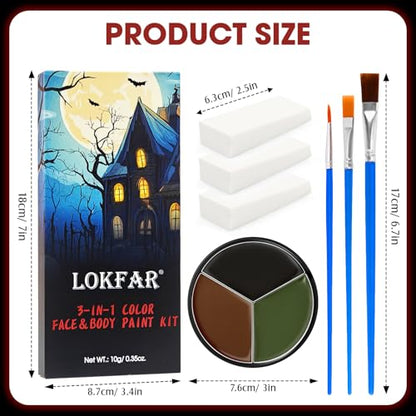 Black Brown Green Face & Body Paint - Blendable Facepaint Foundation with Sponge & Brush for Skin, Professional Halloween Face Make-up Kit for Camo Hunting Army Military Deer Camouflage Dirt Costume - color: 07 Camo/Hunting