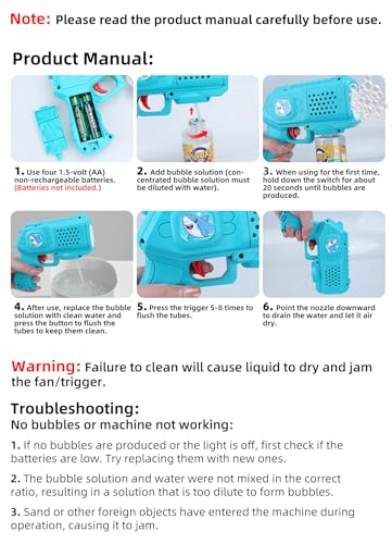 3 Pack Bubble Guns with Bubble Solution, Boys Girls Toys Gifts 3+ - color: Blue+green+pink